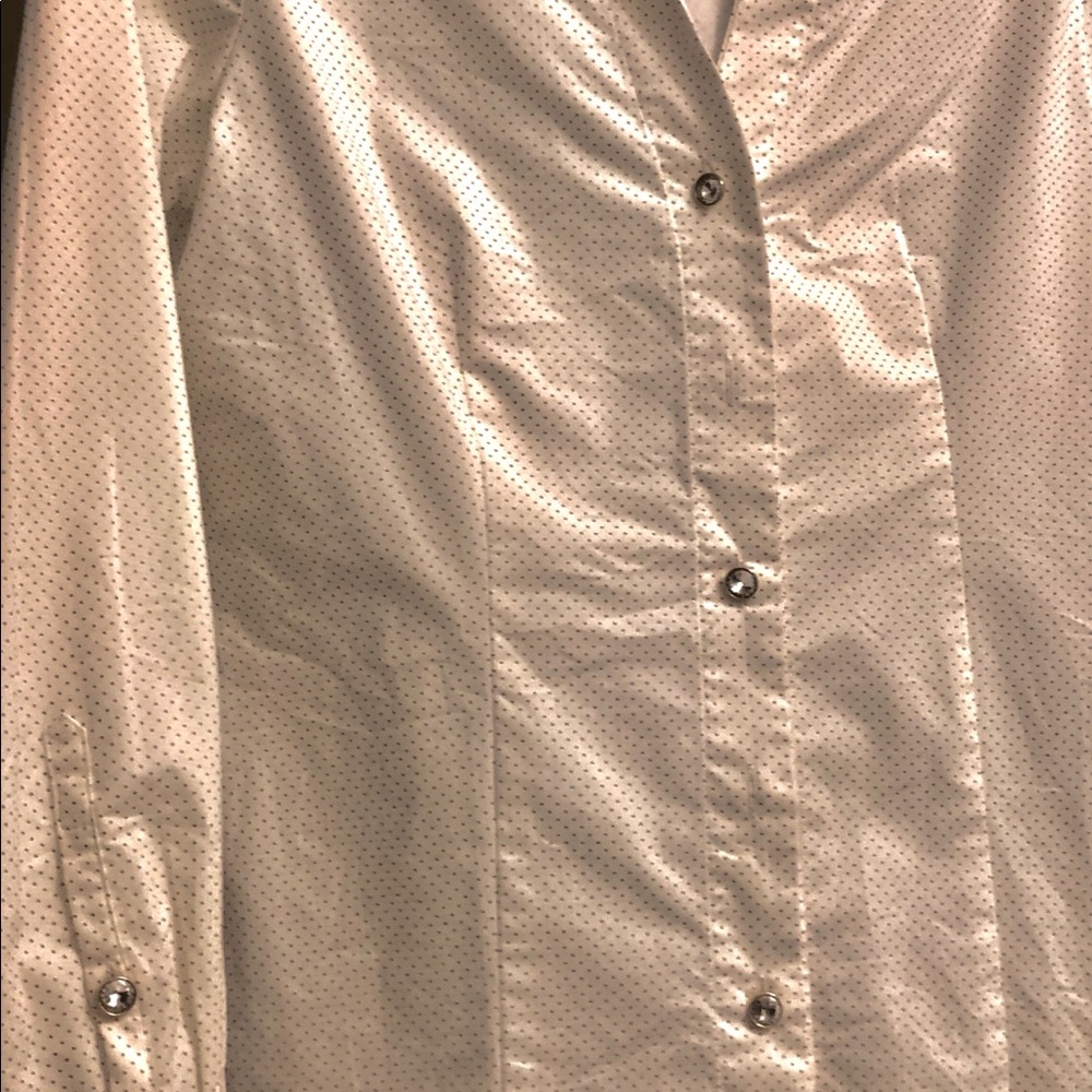 Gorgeous white blouse with gold dots